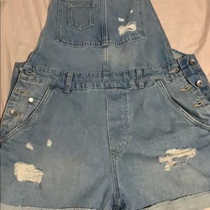 Lightwashed Blue Denim Overalls with Shorts